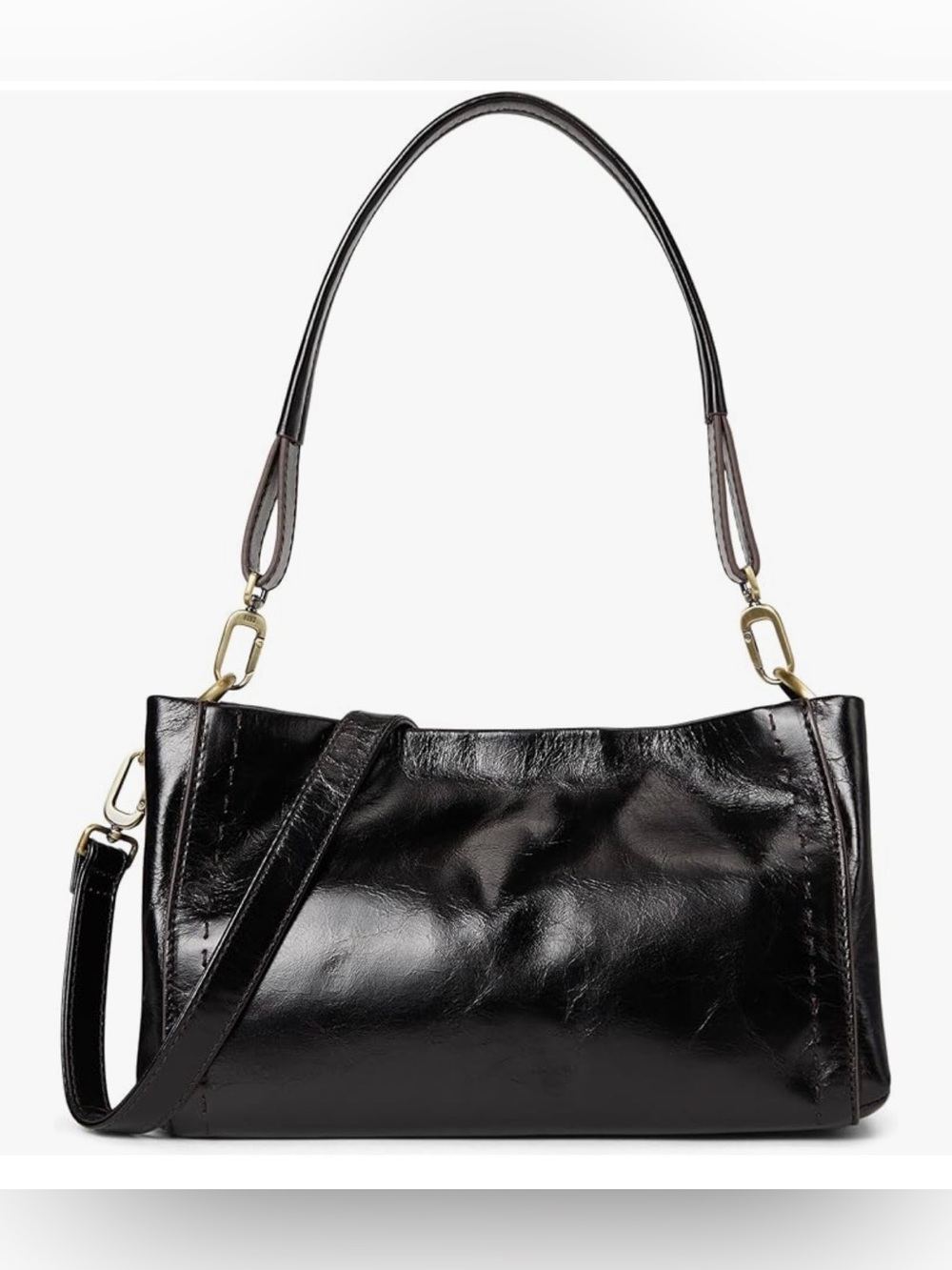 HOBO Seneca Shoulder Crossbody Black Polished Leather NWOT Never used!